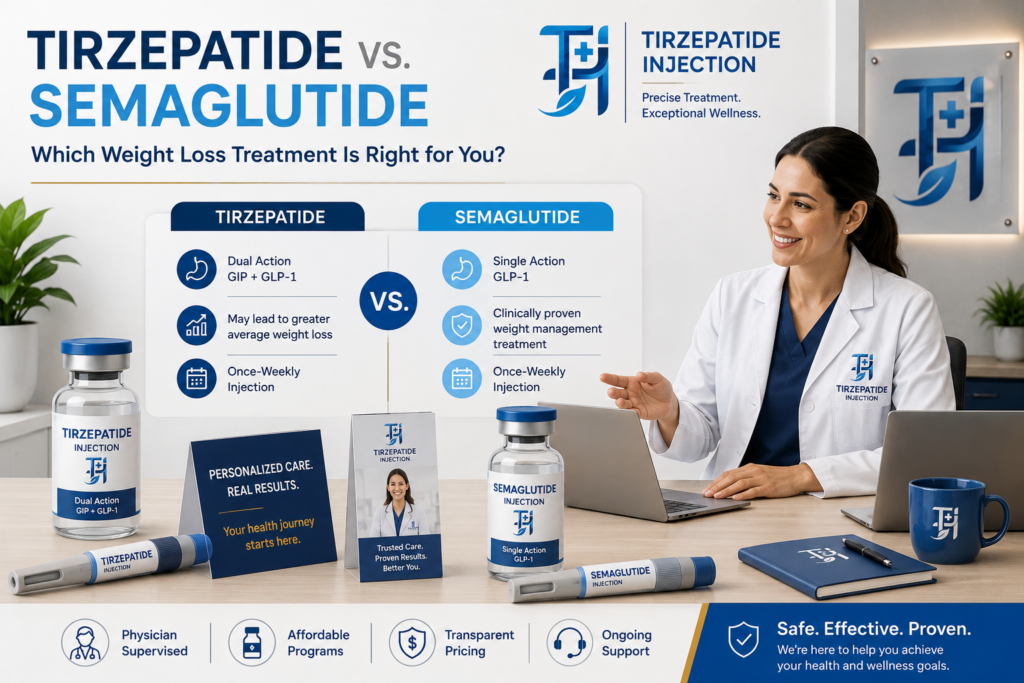 Tirzepatide vs semaglutide for weight loss comparison at GLP Injection